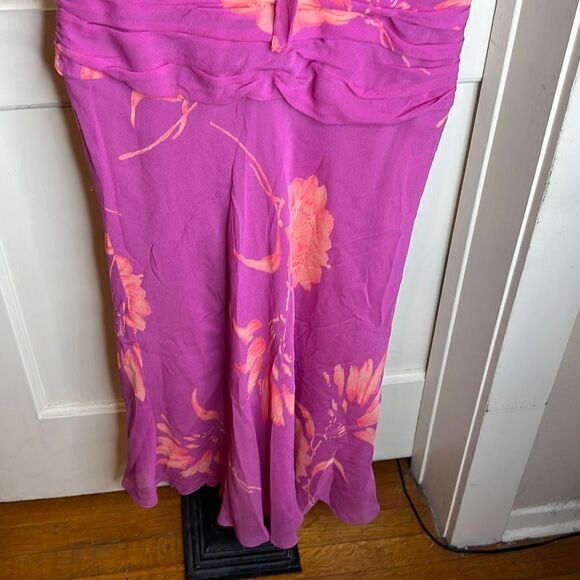 Jones New York Women's Cinched Waist V Neck Silk Dress Sleeveless Pink Size 8 - Picture 4 of 6